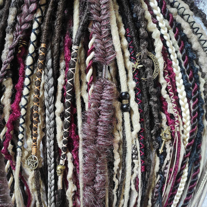 Brown Blond Ombre with Red Synthetic Dreads Witchy Boho Style