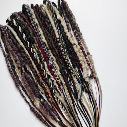 Brown Blond Ombre with Red Synthetic Dreads Witchy Boho Style