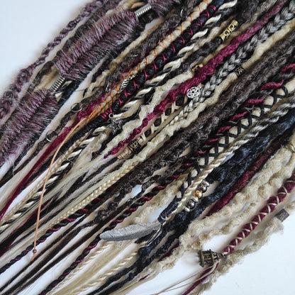 Brown Blond Ombre with Red Synthetic Dreads Witchy Boho Style