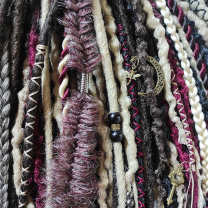 Brown Blond Ombre with Red Synthetic Dreads Witchy Boho Style