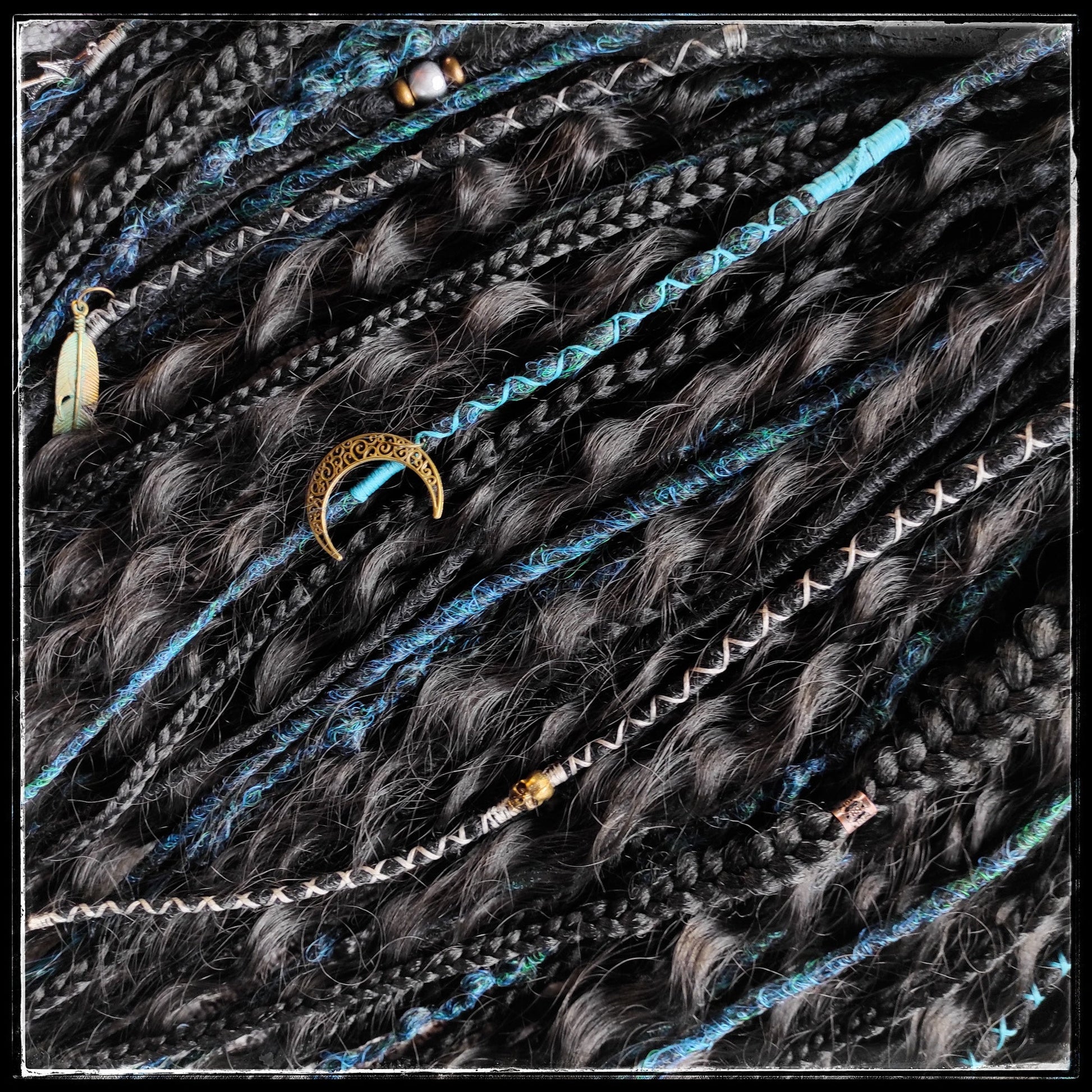 Black and Dark Green Goth Dreads with Curls